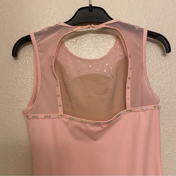 Weissman Balera Costume solo custom dance pink Scallop Neck Leotard MT11264 XLC - Picture 9 of 11